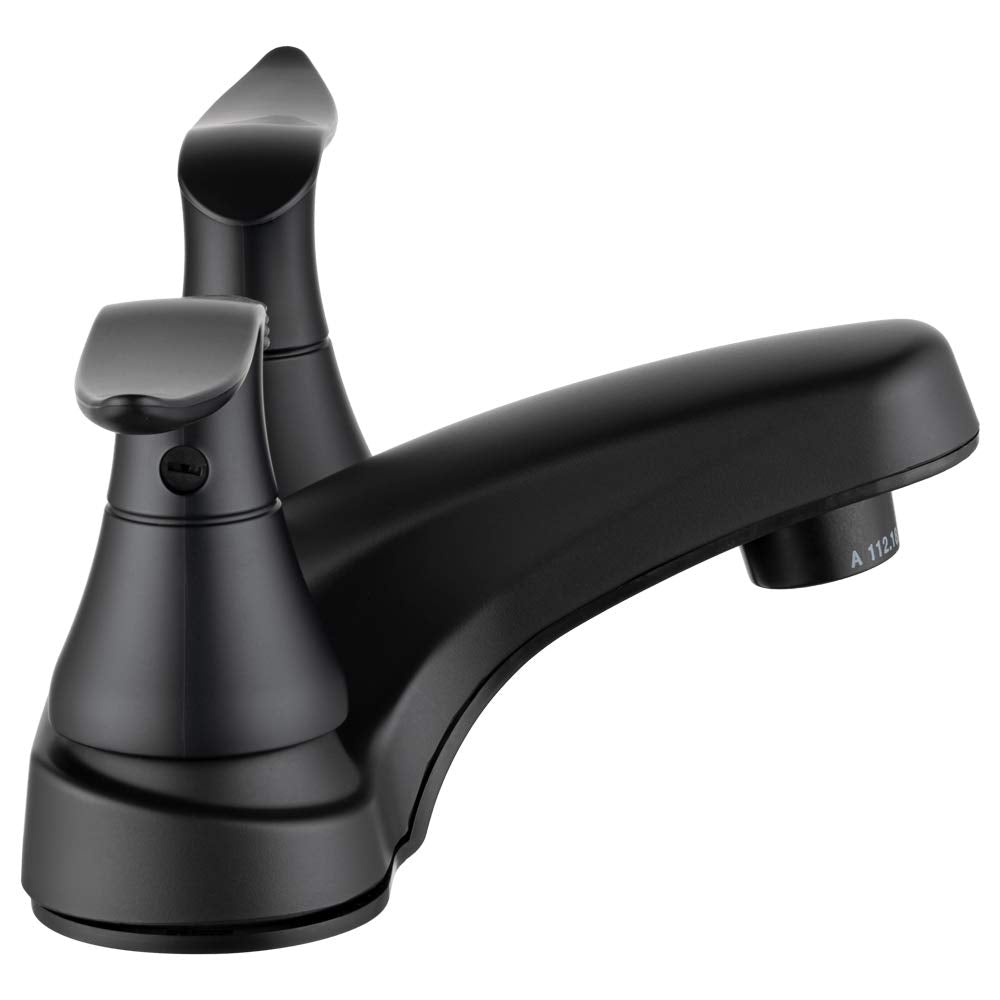 Dura Faucet RV Bathroom Faucet DF-PL720LH-MB with Winged Levers and Shower Hose Diverter (Matte Black)