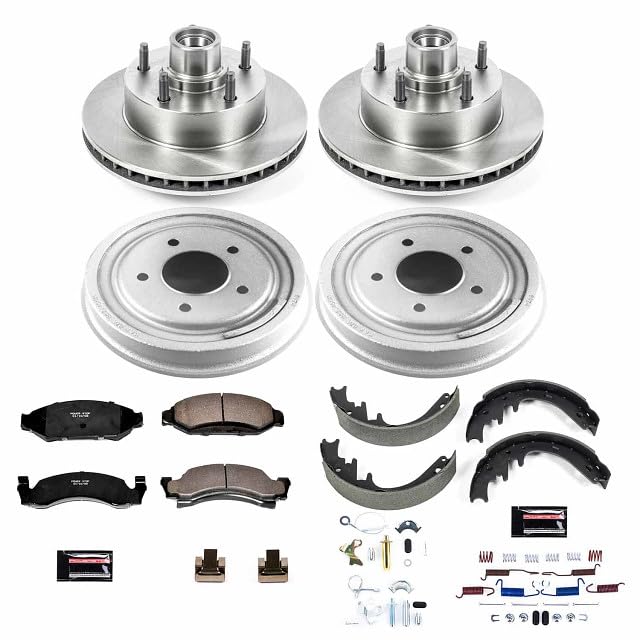 Power Stop KOE15456DK Front and Rear Brake Kit-OE Rotors/Drums & Ceramic Brake Pads For Ford F-150 1987-1989 [Model Specific]