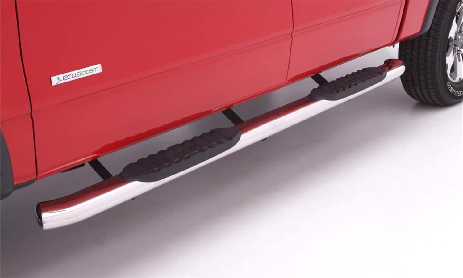 Lund 5" Oval Curved Polished Stainless Steel Nerf Bars for 2007-2018 Silverado/Sierra 1500, 2500HD, 3500HD Crew Cab