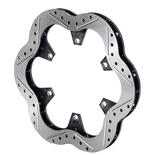 Wilwood Brake System, Rear Billet Narrow Dynalite, 10.5 in Drilled/Slotted/Scalloped Steel Rotor, 3.5 in x 38 Spline Car Hat, Aluminum, Gray Anodized, Kit