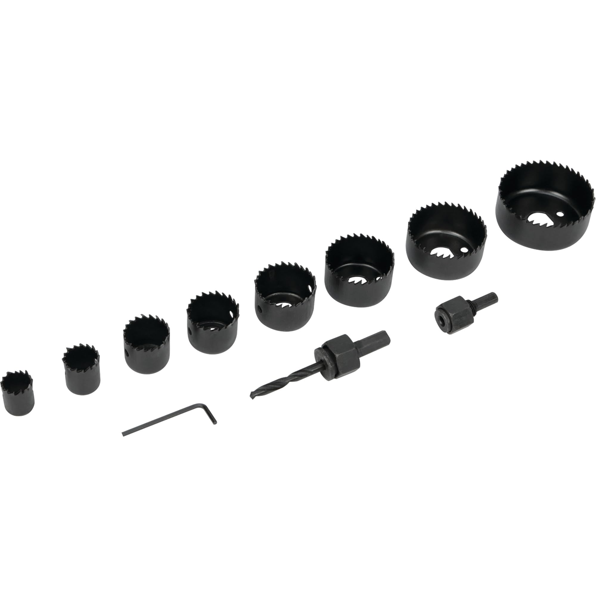 12 Pc. Performance Tool Hole Saw Kit, 3/4 in. to 2-1/2 in., Heat-Treated Carbon Steel, Great for Wood and PVC, 1 in. Cutting Depth