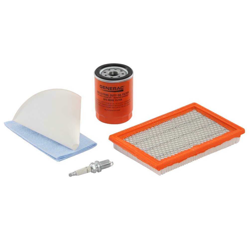 Generac Maintenance Kit 6482 for 8kW, 9kW, and 10kW 410/459/460cc Home Standby Generators – Includes Spark Plugs, Oil Filter, Air Filter, Funnel, Wrench & More – Service Kit for 2yr or 200-Hour Intervals