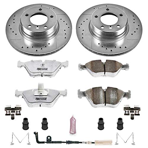 Power Stop K5156-26 Z26 Carbon Fiber Brake Pads with Drilled & Slotted Brake Rotors Kit For BMW 525i 2004-2005 [Model Specific]