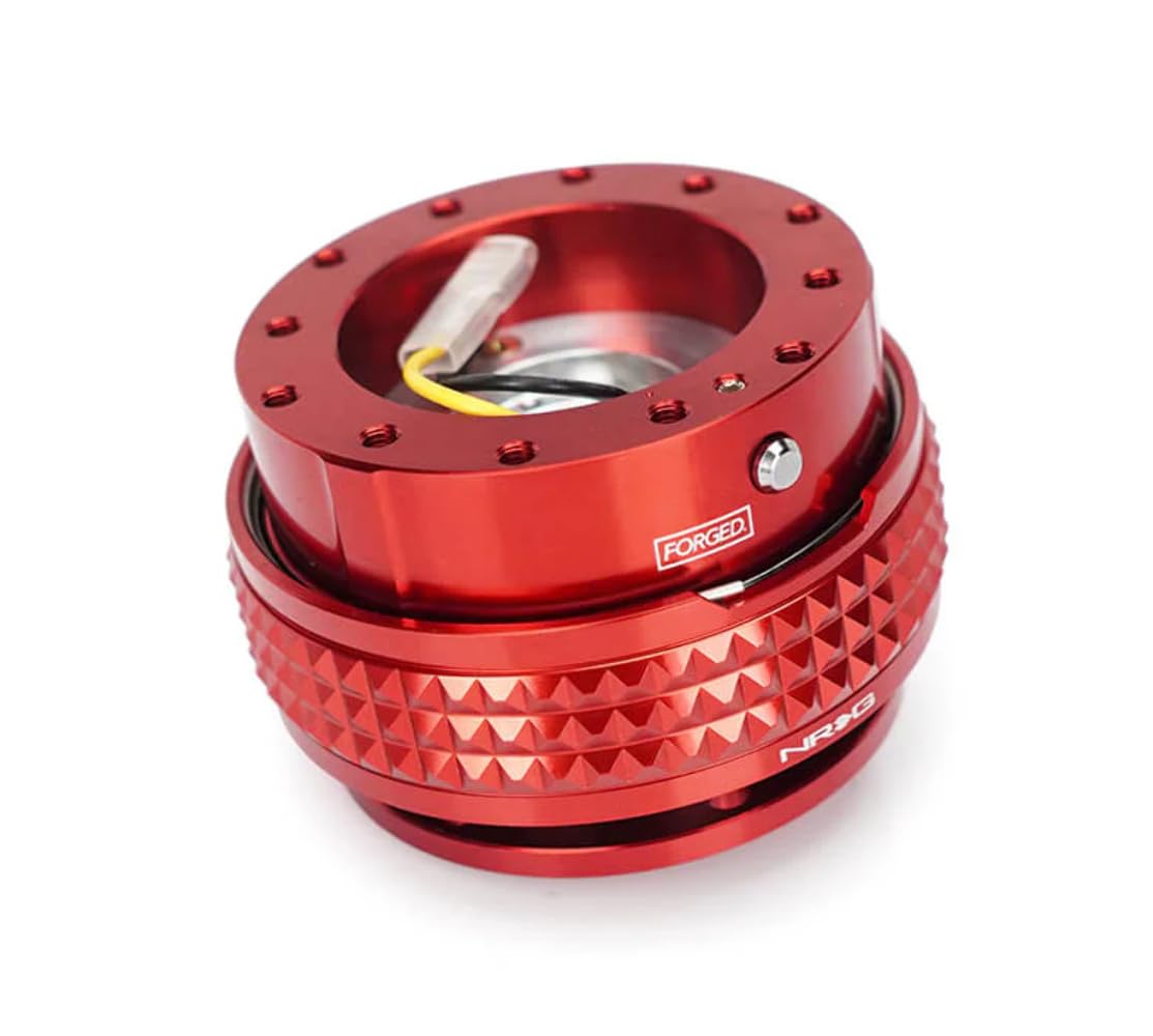 NRG Innovations Gen 2.1 NRG-SRK-210RD-RD Race Steering Wheel Quick Release Kit Adapter, Red Body/Minty Fresh Pyramid Ring
