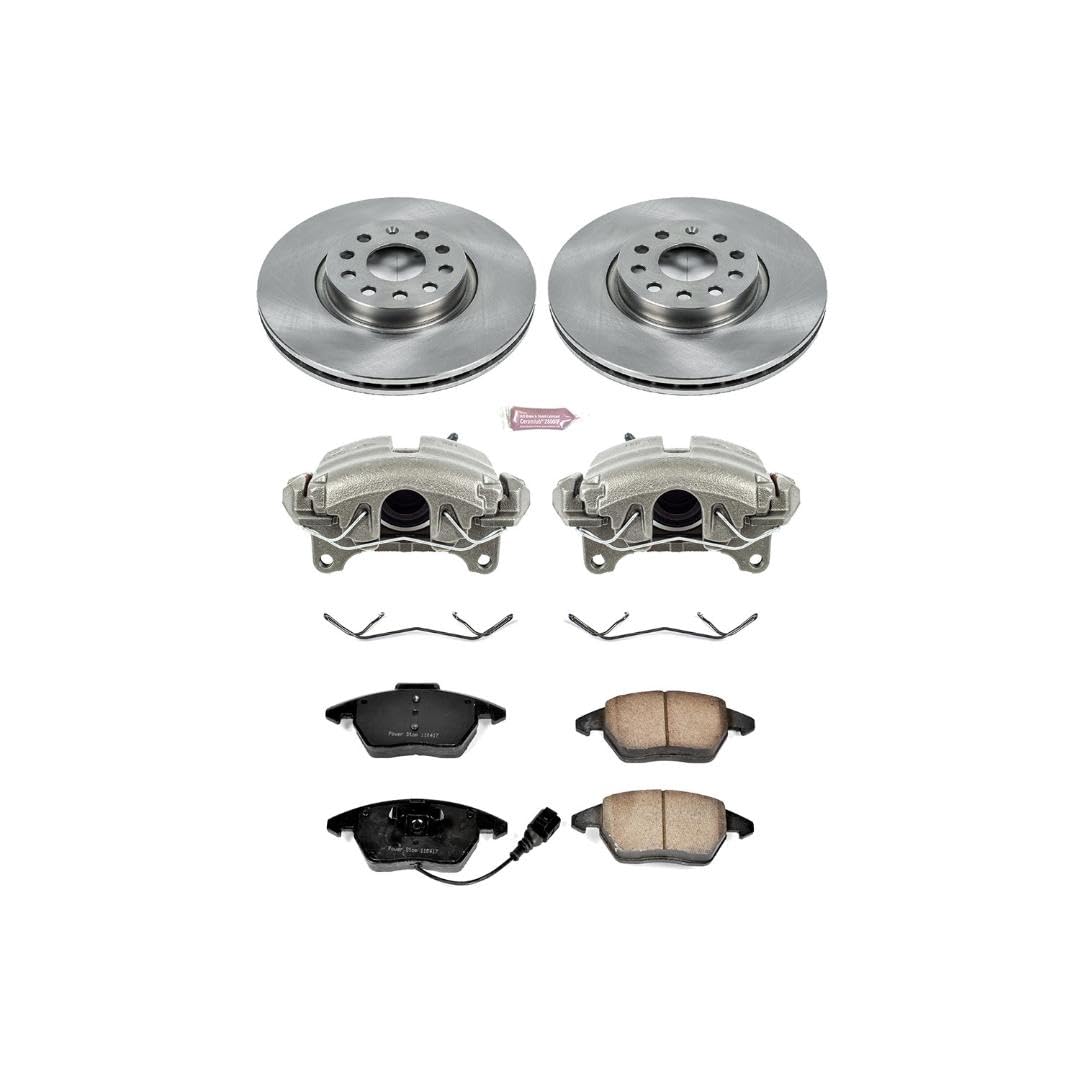 Power Stop KCOE2259A 1-Click Autospecialty OE Replacement Brake Kit with Calipers For Audi A3, Audi A3 Quattro, Audi TT, Audi TT Quattro, VW Beetle, VW Eos, VW GTI, VW Jetta, VW Pa [Model Specific]