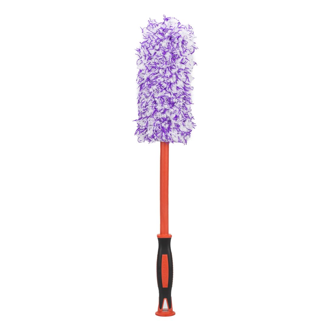 Maxshine Premium Purple & White Large Universal Flat Microfiber Brush – Detailing Tool for Tight Spaces – Removable Head with Extra Covers – Interior Cleaning Accessory