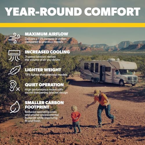 Dometic Brisk II Air Conditioner Rooftop - Standard Profile AC with Efficient Cool Air Output -11K BTU Unit with Quiet Blower for RV, Van, and Camper (Brisk Black 11K)