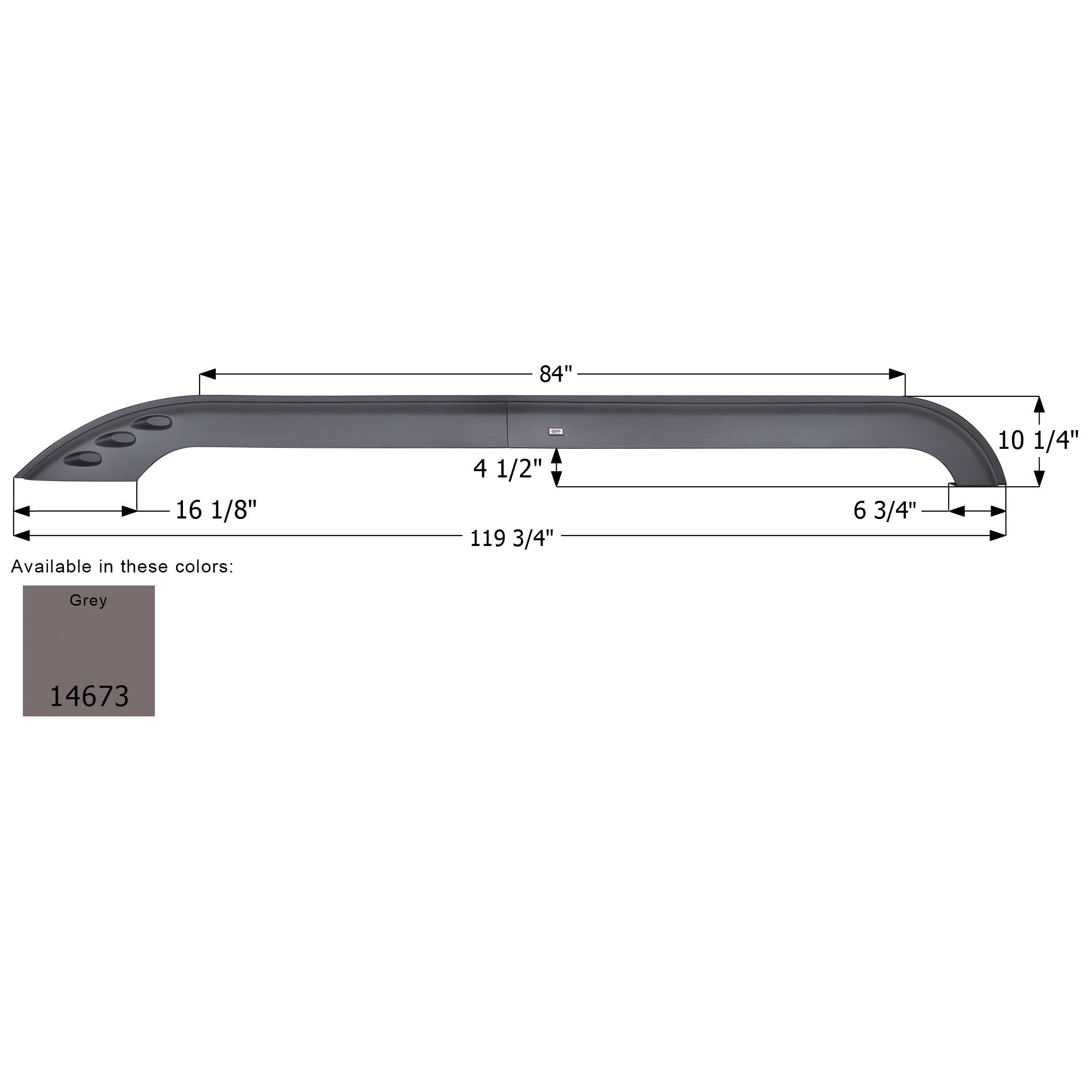 Fender Skirt, ICON 14673, Triple, FS4673, Grey, MVP RV, RH