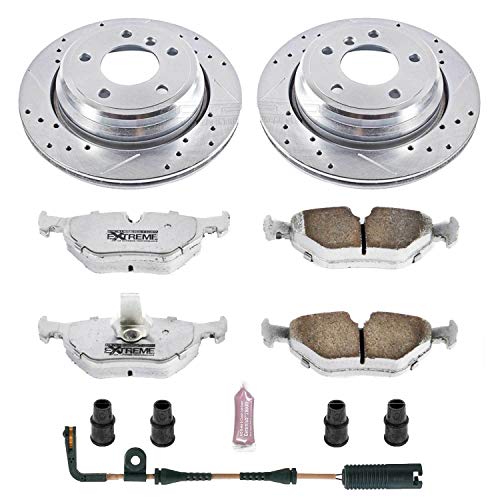 Power Stop K3126-26 Z26 Carbon Fiber Brake Pads Rear with Drilled & Slotted Brake Rotors Kit For BMW 525i 2001-2003, BMW 528i 1999-2000, BMW 540i 1999-2003 [Model Specific]