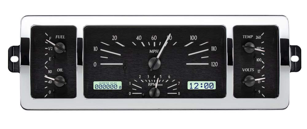 Dakota Digital VHX-40C-PU-K-W Analog Gauge Instrument System Compatible with 1940-46 Chevy Pickup Truck Black Alloy White Backlighting