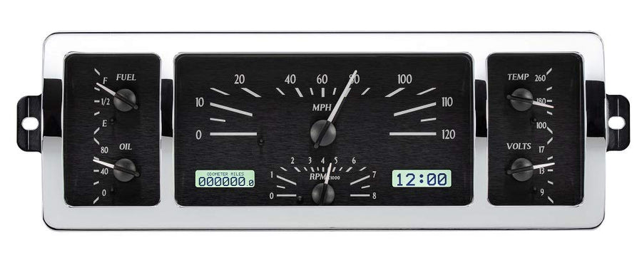 Dakota Digital VHX-40C-PU-K-W Analog Gauge Instrument System Compatible with 1940-46 Chevy Pickup Truck Black Alloy White Backlighting