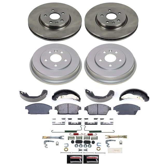 Power Stop KOE15490DK Stock Replacement Front and Rear Brake Rotors and Drums with Brake Pads and Shoe Brake Kit For Chevrolet Trax 2015-2017 [Application Specific]