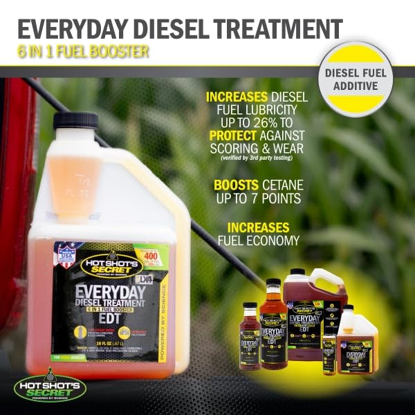Everyday Diesel Treatment Hot Shot's Secret 32oz, 6-in-1 Diesel Additive - Injector Cleaner, Fuel System Cleaner, Fuel Additive Boosts Cetane