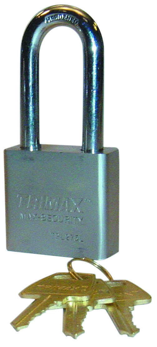 Hardened Trimax 50Mm Solid Steel Padlock with 2-1/4" X 10Mm Dia. Shackle (Re-Keyable) TPL275L, Blister Packaging