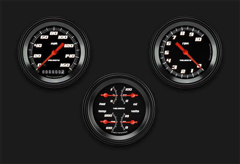 Velocity Black Sp/Quad/Tach Set Classic Instruments - GM