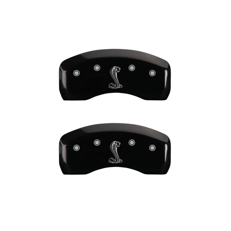 SET OF 4 CALIPER COVERS, COBRA FRONT: SNAKE REAR: BLACK, SILVER CHARACTERS