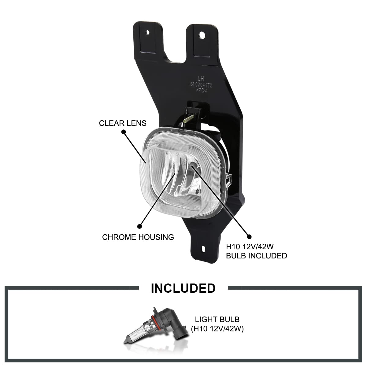 Fog Lights + Switch SPEC-D TUNING Compatible with 1999-2004 Ford F-250, F-350 Super Duty, 2000-2004 Excursion, L+R Pair Assembly
