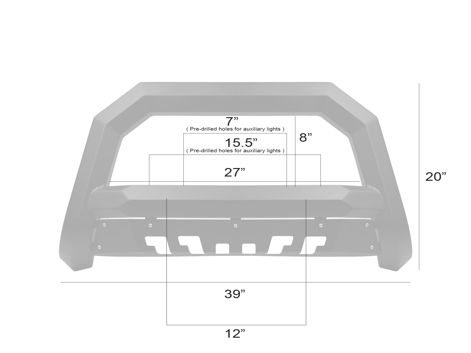 Rayden Series Armordillo 8712412 Bull Bar - Matte Black Fits 2005-2023 Toyota Tacoma