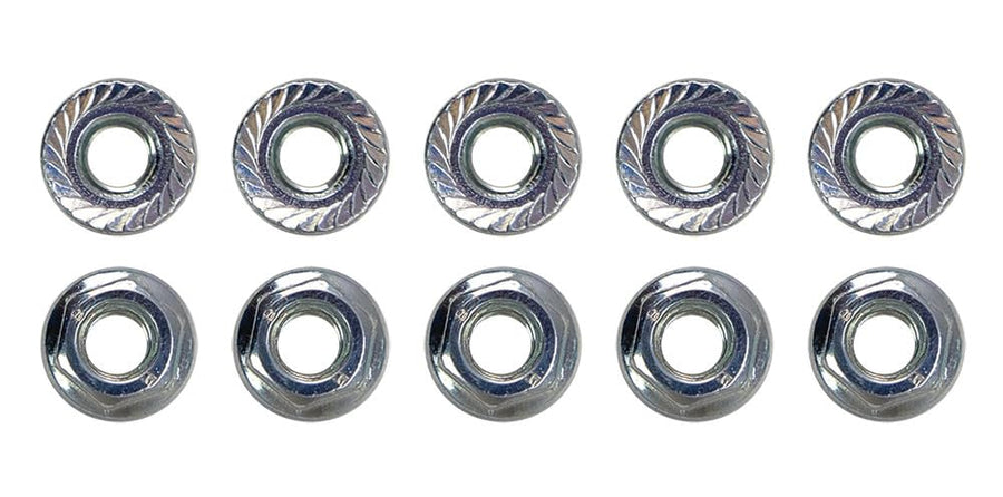 Serrated Flange Nut Moroso 38845, M6 x 1.0, Pack of 10, Zinc