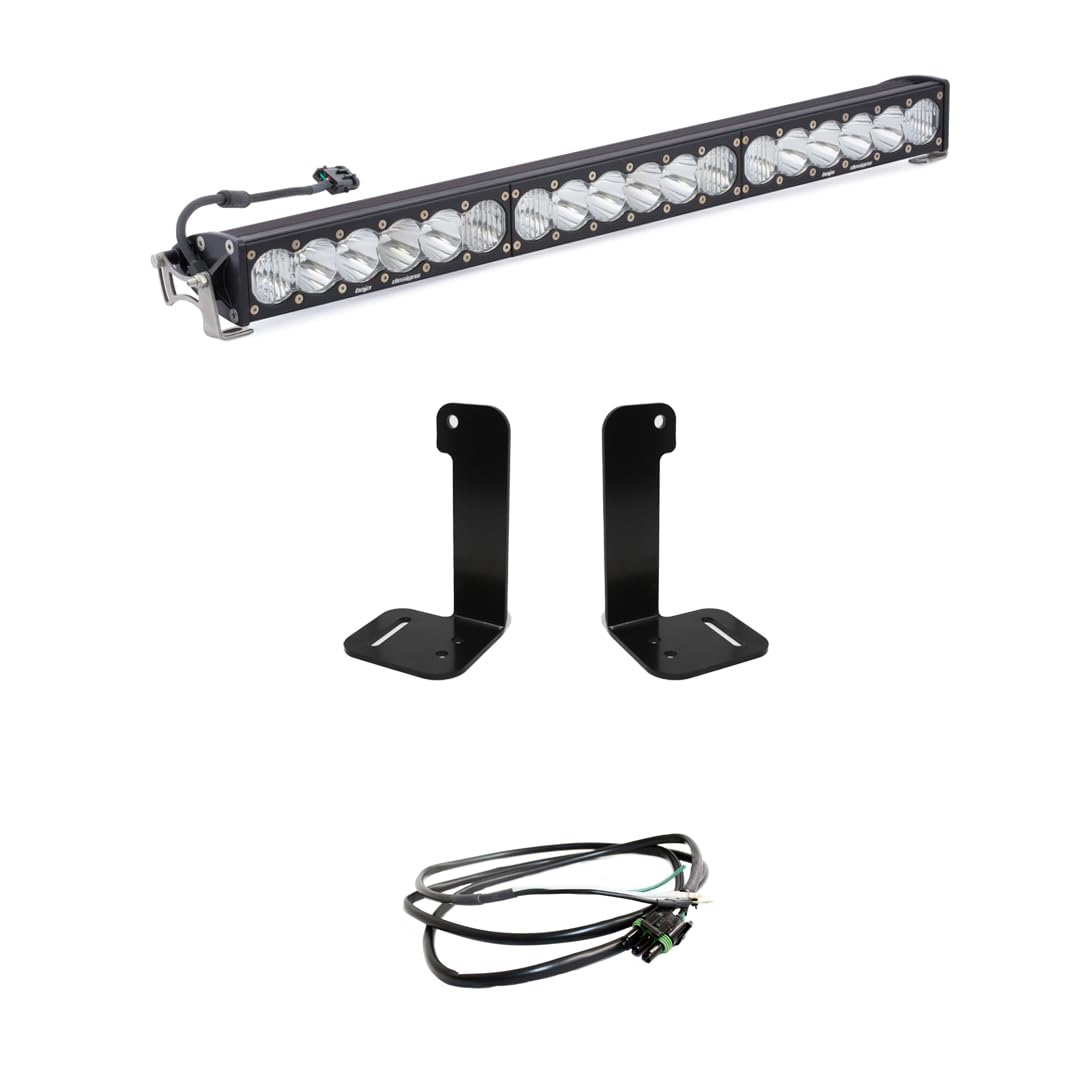 30-Inch Baja Designs OnX6+ LED Bar Bumper Light Kit for Jeep Gladiator 2020-22, Wrangler JL 2018-22 with OEM Steel Bumper - Includes Wiring Harness (Driving/Combo Clear Lens)