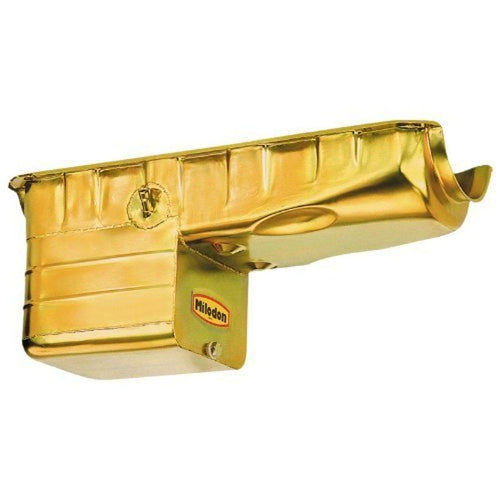 Gold Zinc Plated Milodon 31100 Steel, Street and Strip Deep Sump Oil Pan for Big Block Chevy