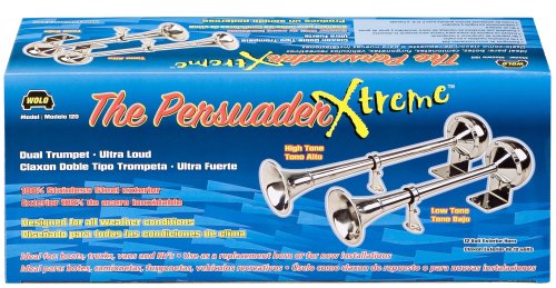 The Persuader Xtreme Wolo (120) Stainless Steel Trumpet Horns - 12 Volt, Low and High Tone