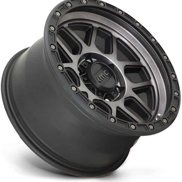 KMC Satin Black Mesa Wheel with Gray Tint Aluminum (17 x 9. inches /6 x 139 mm, 18 mm Offset)
