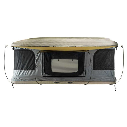 HD Bundu 2 - Overland Vehicle Systems Hard Shell Pop Up Roof Top Tent, 2 Person, Grey Body & Black Rainfly