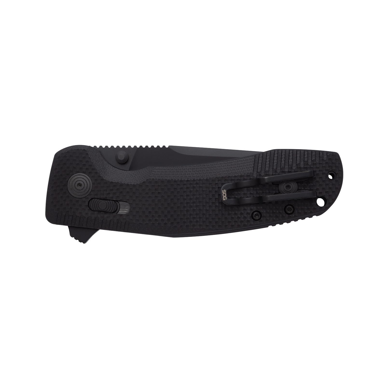 SOG TAC XR Folding Knife | 3.4" D2 Tool Steel Blade & Ultra-Grip G10 Handle | Ambidextrous Single-Handed Use, Blackout