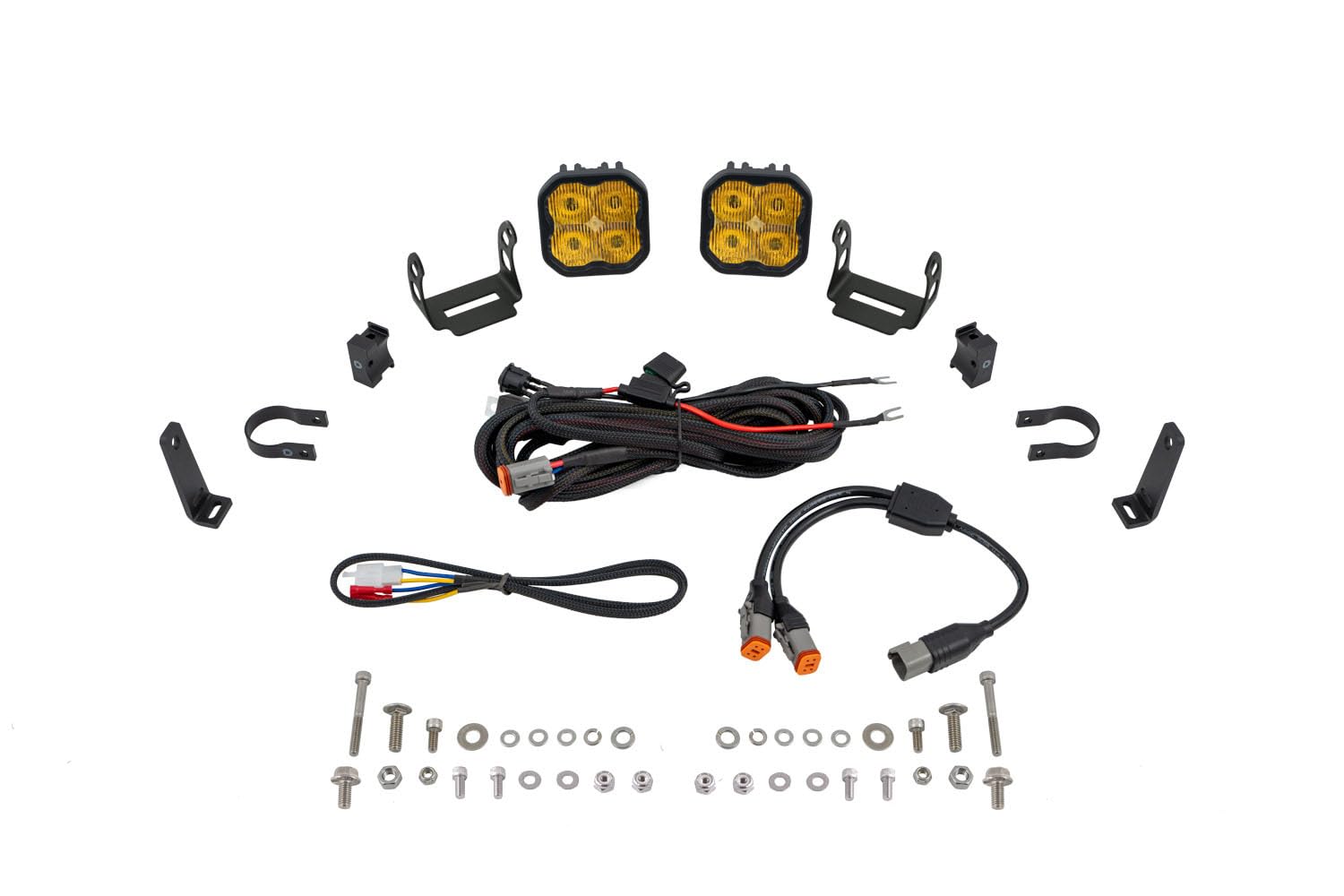 Diode Dynamics SS3 LED Pod Light Kit Bumper compatible with Polaris RZR Pro 2020-2023, Yellow SAE Fog Sport