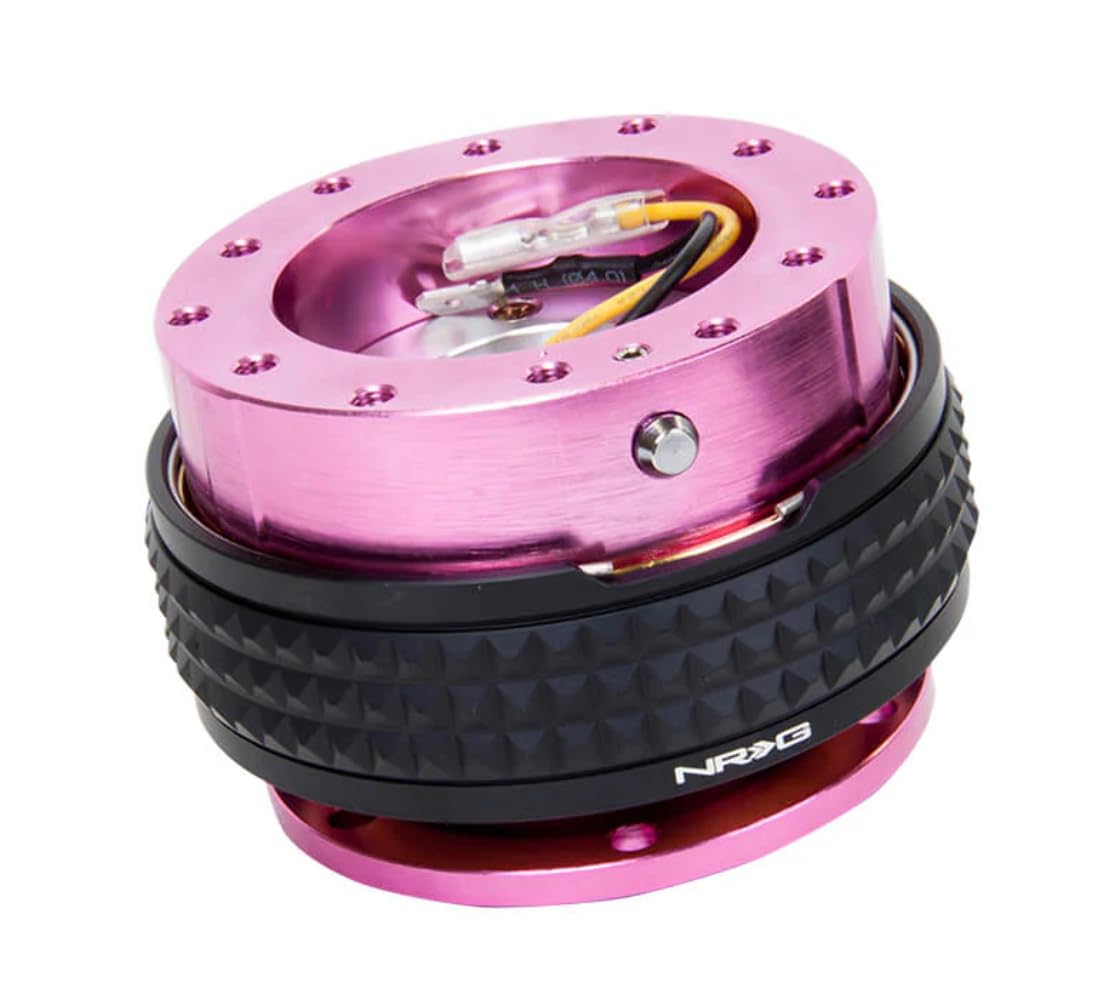 NRG Innovations GEN 2.1 NRG-SRK-210PK-BK Steering Wheel Quick Release Adapter, 6-Hole & 6x70 and 6x74mm Bolt Patterns Pink Body/Black Pyramid Ring