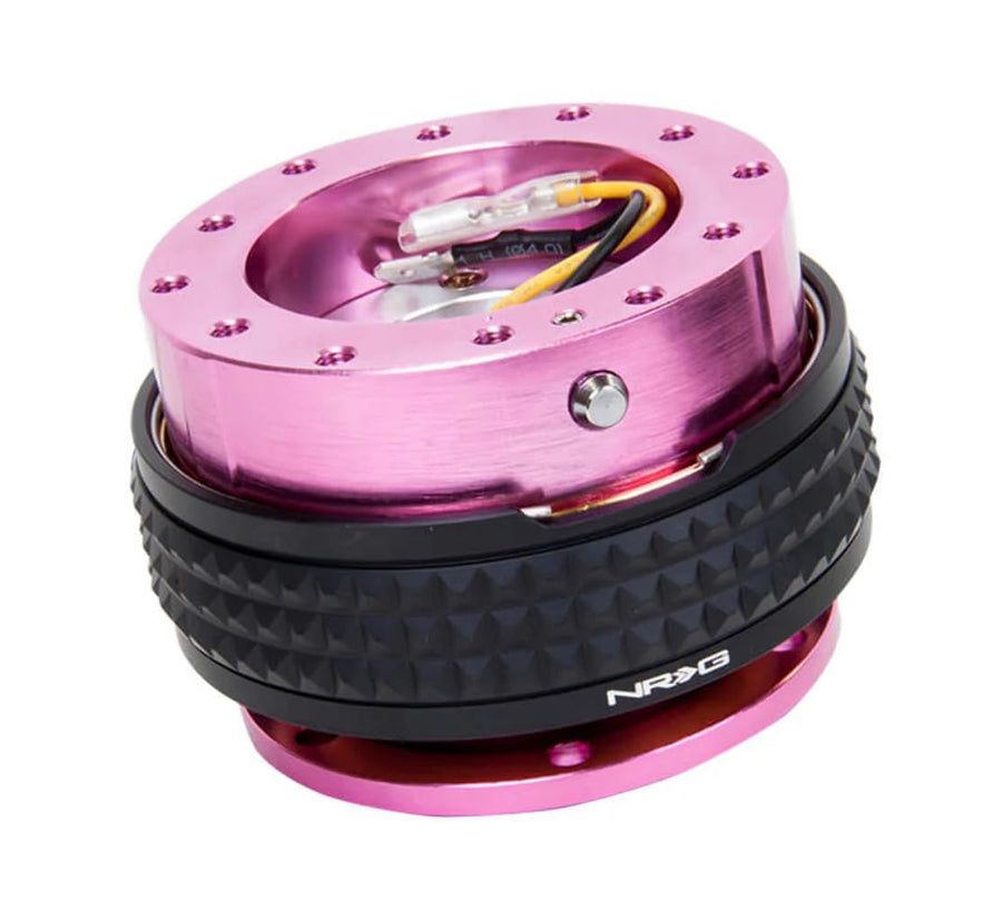 NRG Innovations GEN 2.1 NRG-SRK-210PK-BK Steering Wheel Quick Release Adapter, 6-Hole & 6x70 and 6x74mm Bolt Patterns Pink Body/Black Pyramid Ring