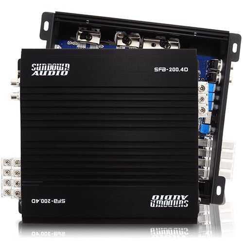 Sundown Audio 4/5-Channel Class D Full Range Car Amplifier SFB 1 Ohm, Brazilian Style Amp with Variable HPF/LPF, Bass Boost, Clipping Remote for Car & Marine Audio (SFB-200.4-4-Channel)