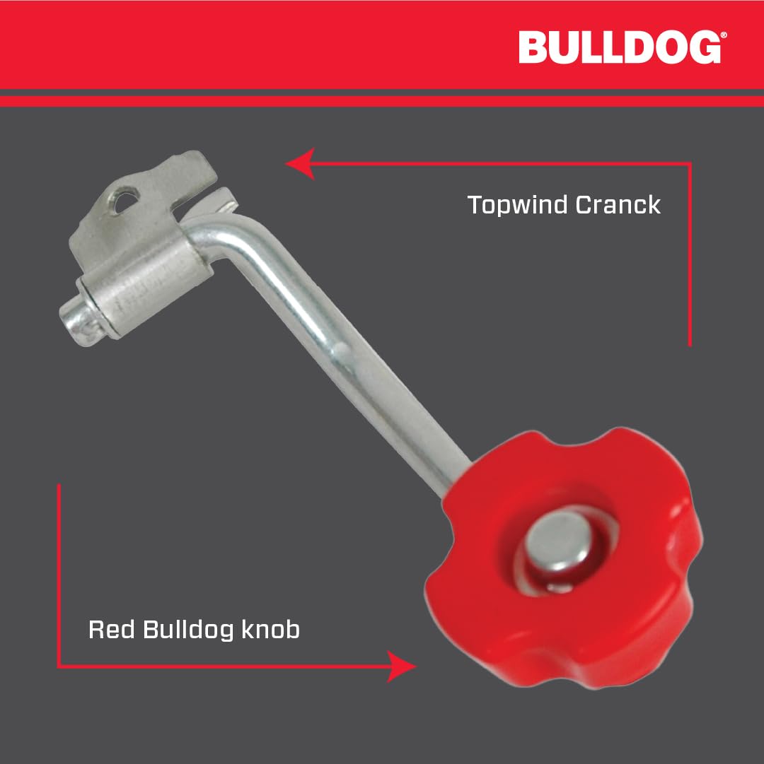 500180 Bulldog Trailer Jack Replacement Part, Topwind Crank, 6-3/4 Inch Radius w/Red Bulldog Knob For 750-5,000 lbs. Jacks
