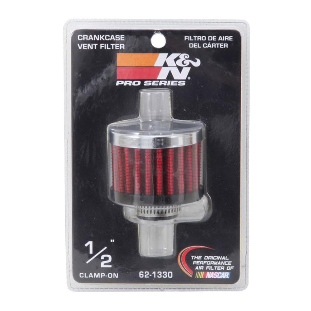 K&N Air Filter/Breather Vent: High Performance, Premium, Washable, Replacement Engine Filter: Flange Diameter: 0.5 in, Filter Height: 1.5 in, Flange Length: 0.4375 in, Shape: Breather, 62-1330