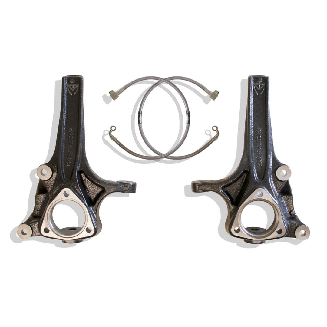 Part# 702740 MaxTrac SUSPENSION'S is A Pair of 4" Lift SPINDLES W/Extended Brake Lines Made from DUCTILE Steel & E-Coated Black