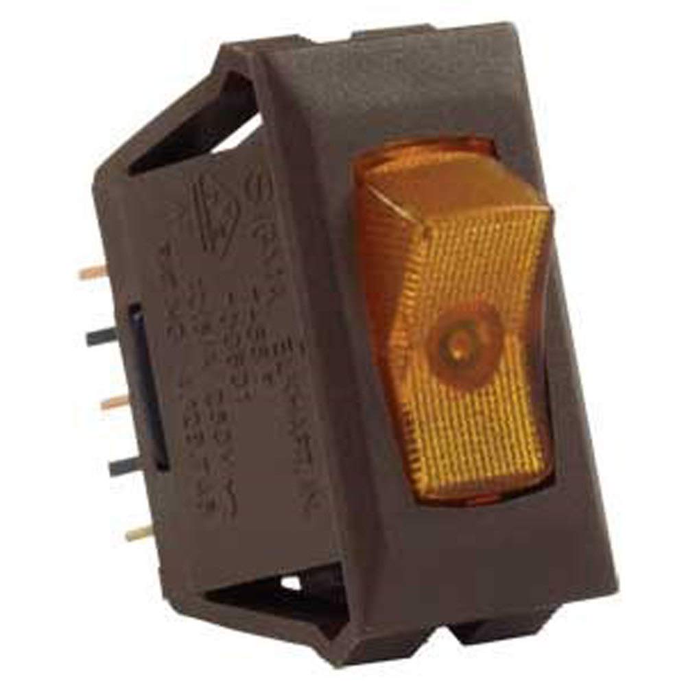 Amber/Brown JR Products 12545 SPST Illuminated On/Off Switch