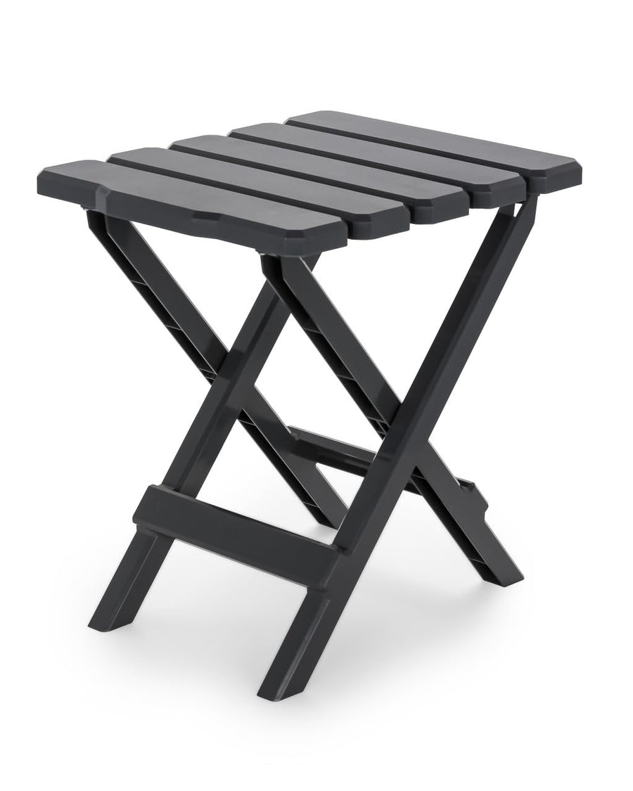 Adirondack Camco 51881 Portable Outdoor Folding Side Table, Perfect for The Beach, Camping, Picnics, Cookouts & More, Weatherproof & Rust Resistant - Charcoal