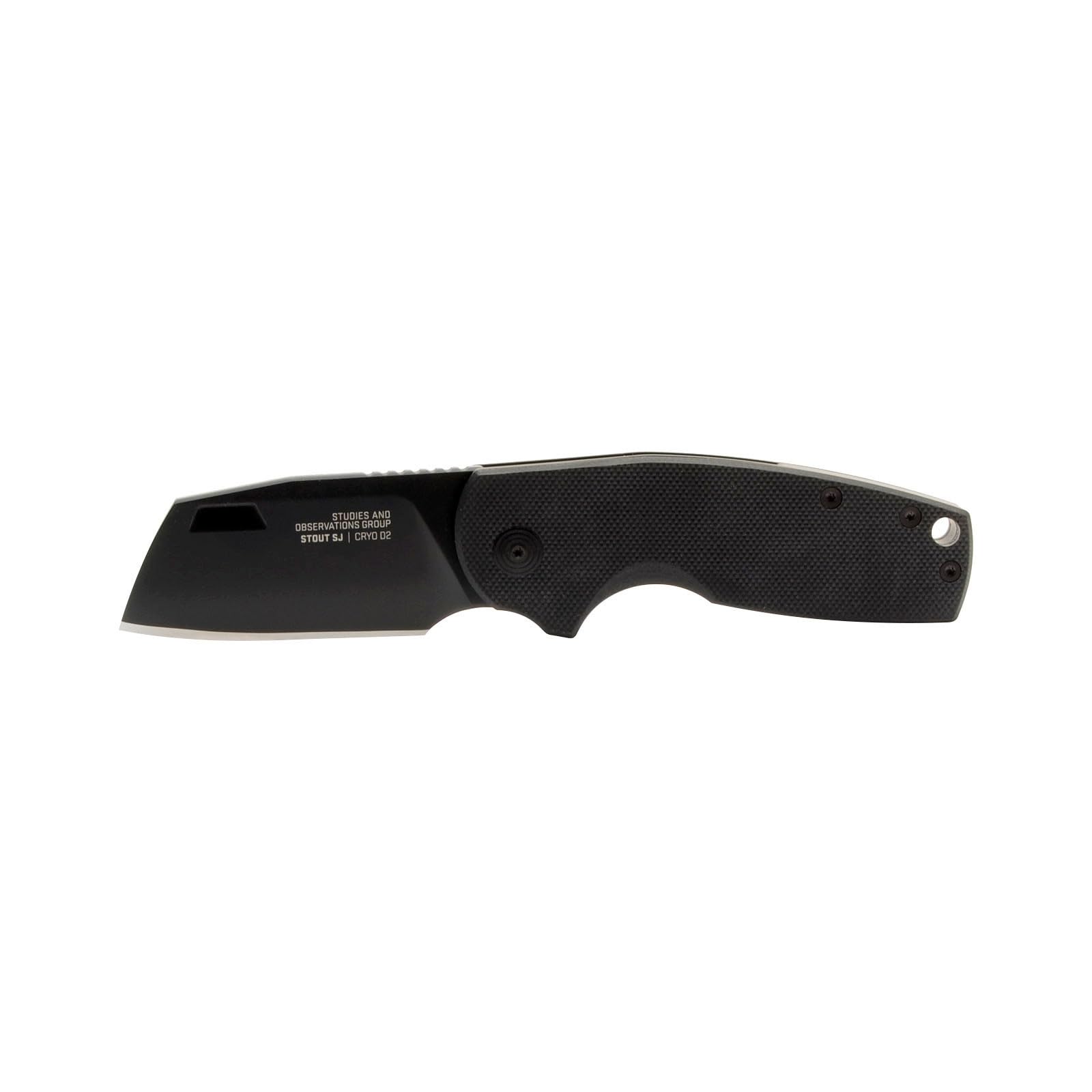 SOG Stout SJ Cleaver Pocket Daily Ambidextrous Folding Knife with Slip Joint Mechanism | G10 Handle | CRYO D2 Steel Blade, Blackout