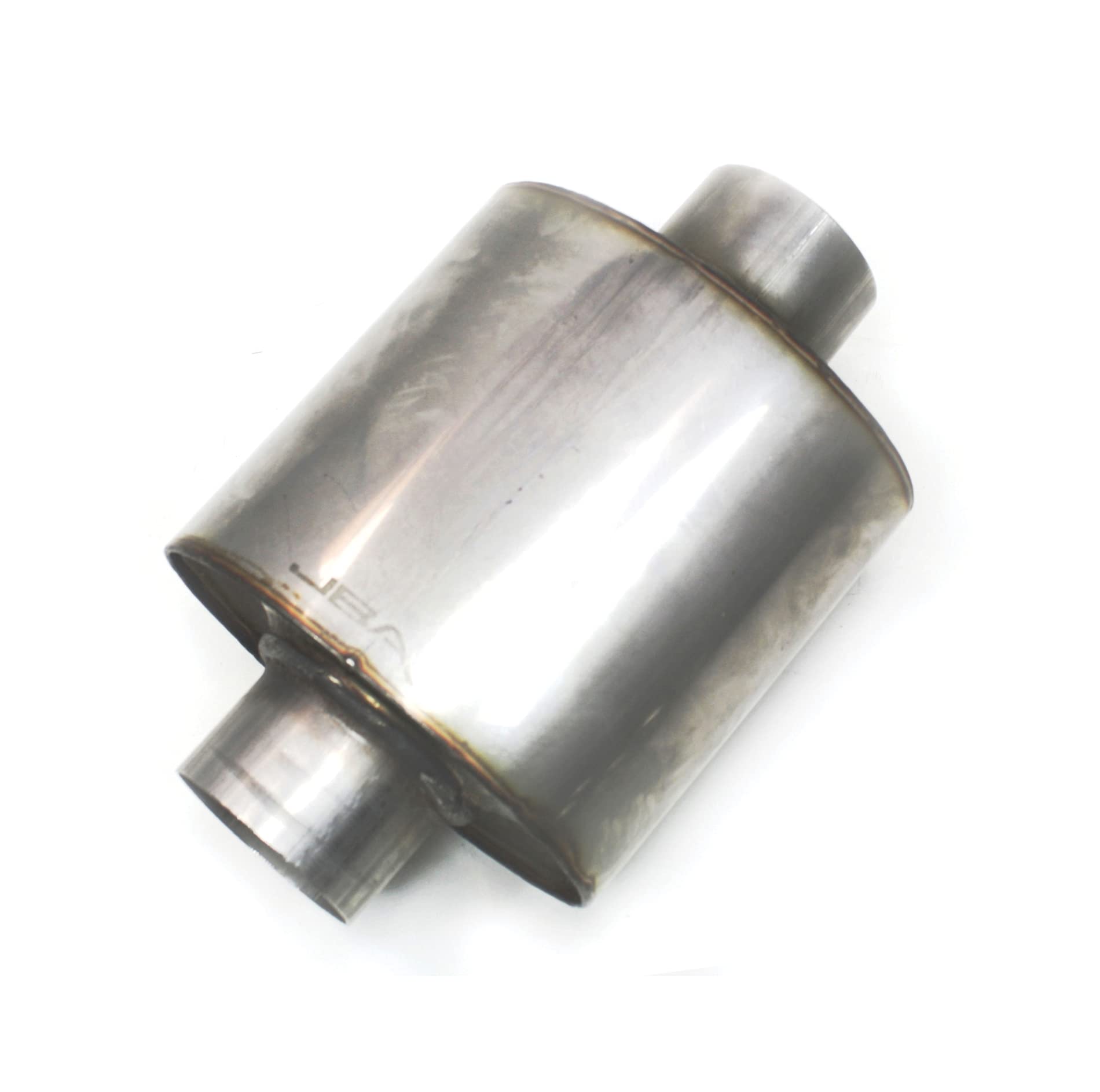 6" x 6" x 4" JBA (40-250600) - 2.5" Inlet Diameter Center/Center Universal Straight-Through 409SS Muffler