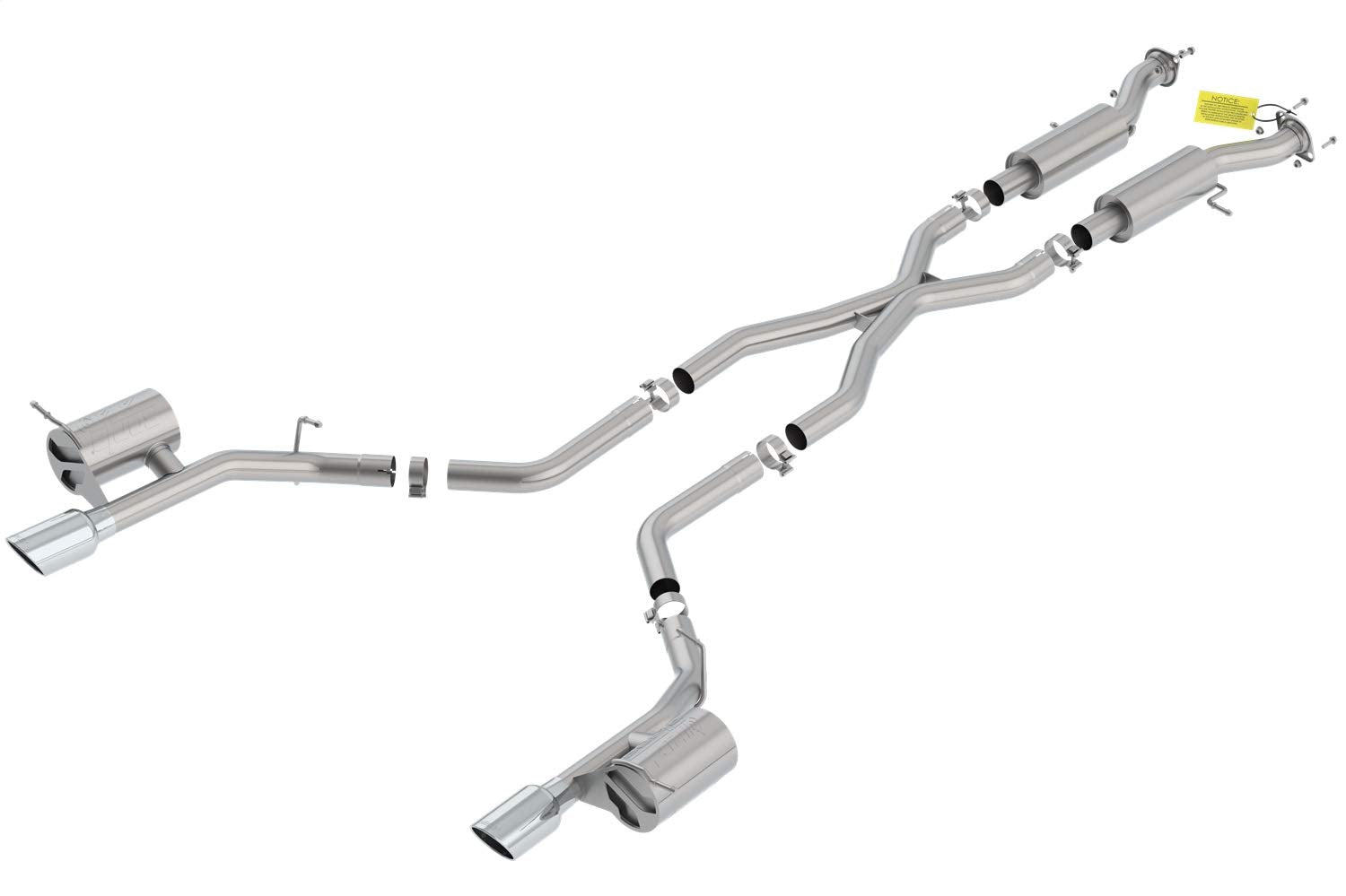 ATAK Borla 140792 Cat-Back Exhaust System 2.75 in. Pipe 4.5 in. Single Round Rolled Angle Cut Lined Single Split Rear Exit T-304 Stainless Steel Exhaust System