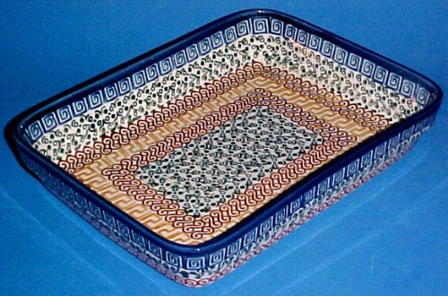 Shallow Polish Pottery Baker 2" x 7 1/4" W x 9 1/2" L