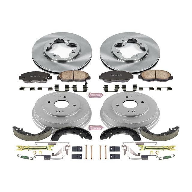 Power Stop Autospecialty KOE15105DK Front and Rear Replacement Brake Kit-OE Brake Drums & Ceramic Brake Pads For Honda Accord 1990-1997 [Model Specific]