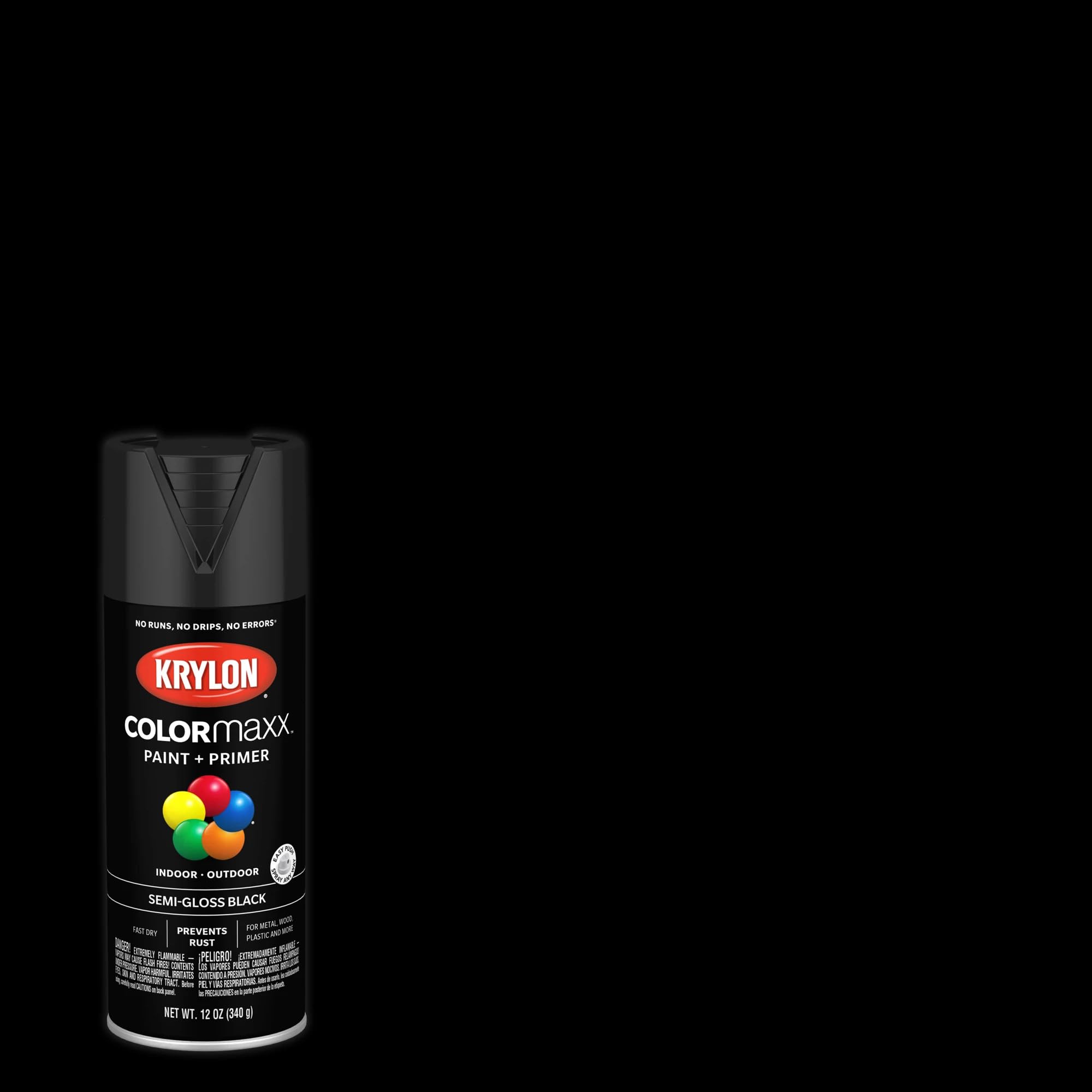 Krylon Colormaxx K05579007 Spray-Paints, Aerosol, Black, 12 Ounce (Pack of 1)