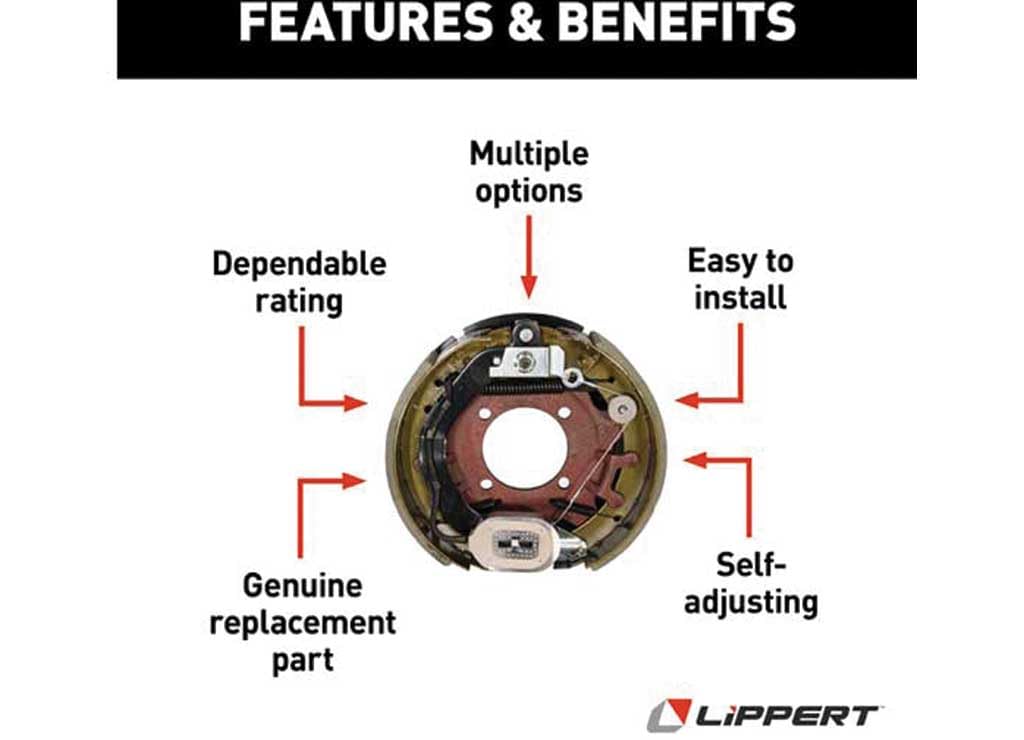 Lippert 298277: 12.25" X 3.38" Lh Electric Brake Assembly, 8000# Axle; 4-Bolt