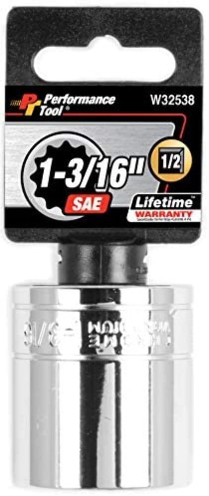 W32538 Performance Tool 1/2 Drive 1-3/16 12Point Socket, 1 Pack