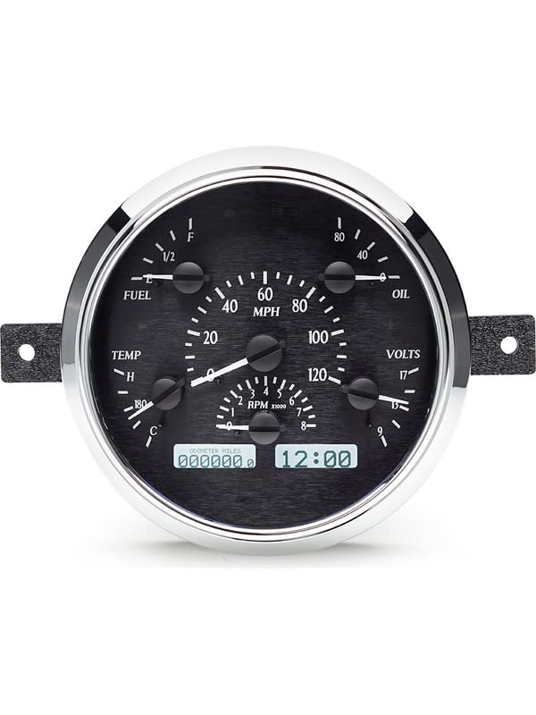 Dakota Digital VHX-49F-K-W Analog Dash Gauges System Compatible with 1949-50 Ford Car Black Alloy White Backlighting