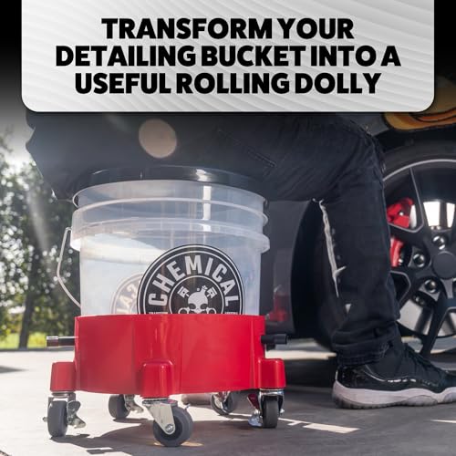 Chemical Guys Rolling Bucket Dolly Creeper - Heavy Duty Mobile Dolly Cart for Car Wash, Detailing, and Garage Use, 5 Caster Wheels with 360° Rotation, Fits Standard 3.5 to 7.5 Gallon Buckets