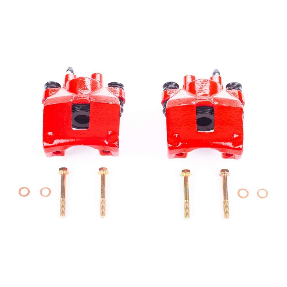 Power Stop S4398 Rear Pair of High-Temp Red Powder Coated Calipers For Jeep Grand Cherokee 1994-1998 [Model Specific]