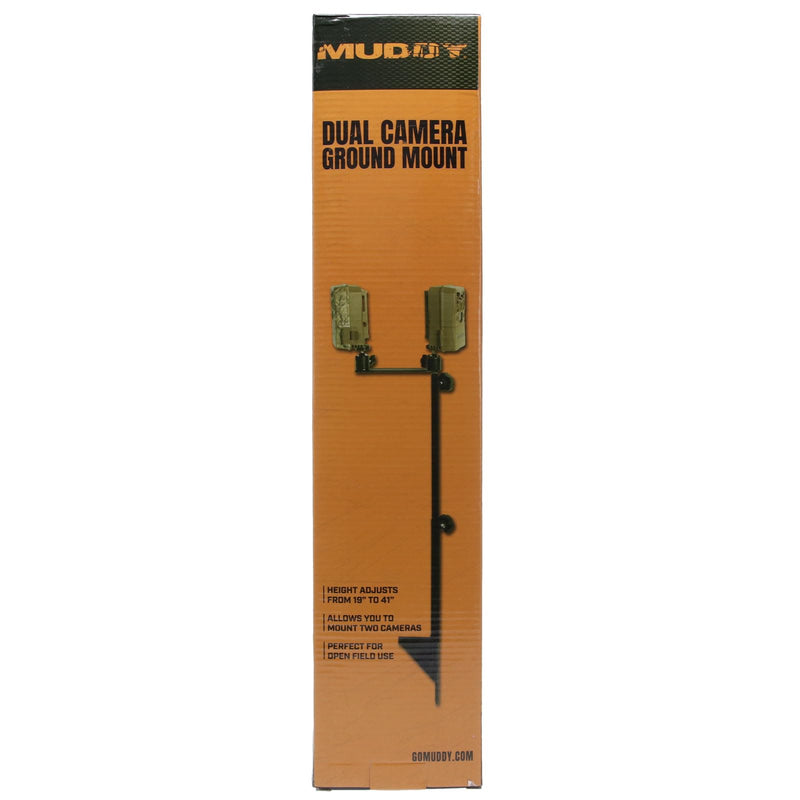 Dual Camera MUDDY Ground Mount with Threaded Receiver, Steel Construction, and 19 to 41-Inch Adjustable Height (Black)